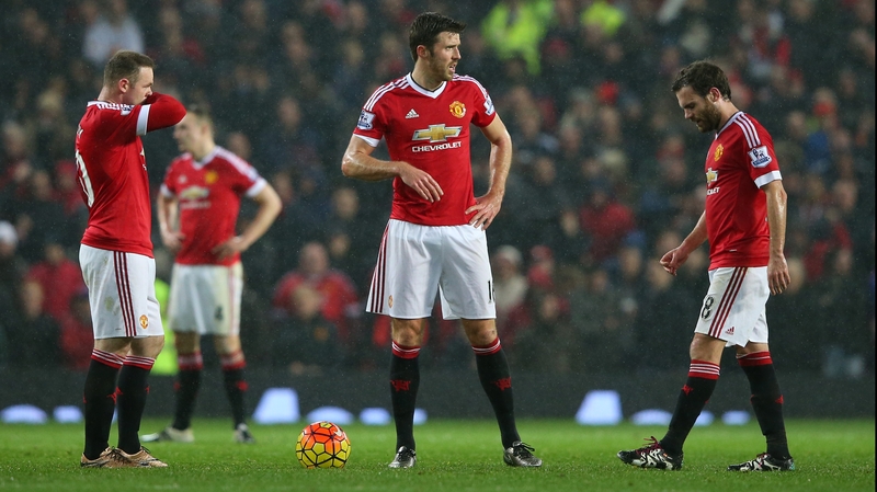 Wayne Rooney, Michael Carrick and Juan Mata after Norwich City's second goal