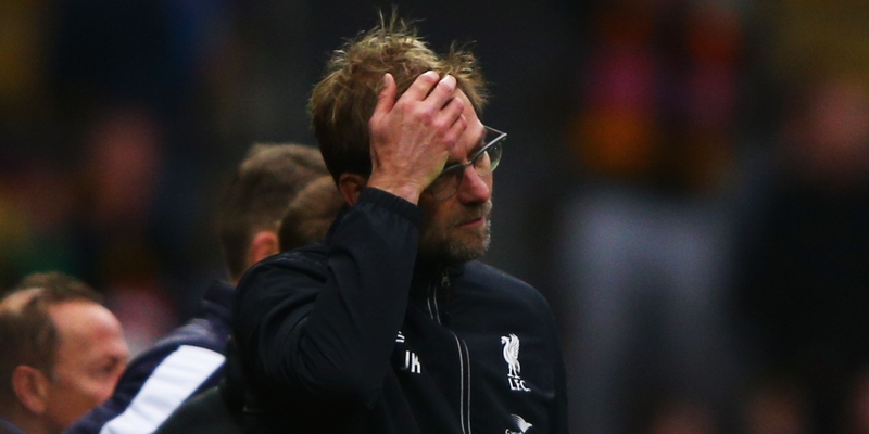 Jurgen Klopp was left scratching his head after Watford score their third goal at Vicarage Road