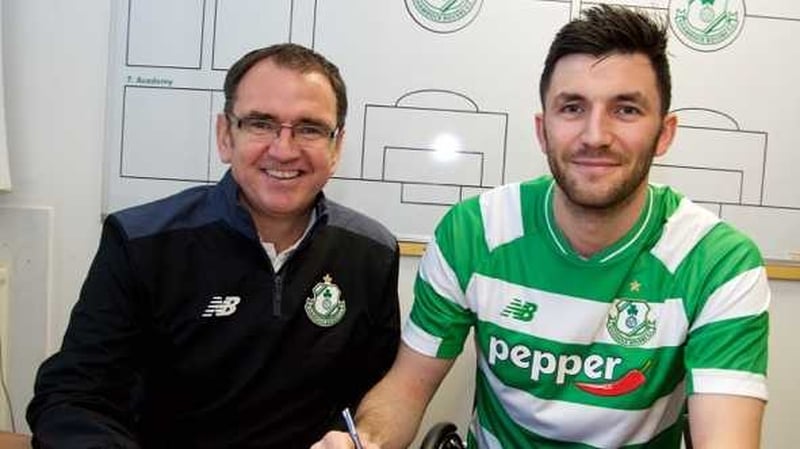 Rovers manager Pat Fenlon with new signing Killian Brennan