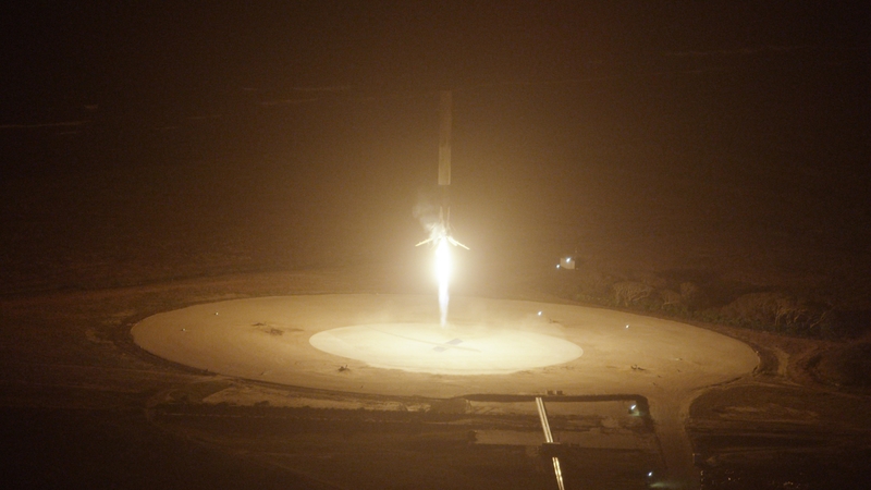 The first stage of the rocket settled down firmly and landed
