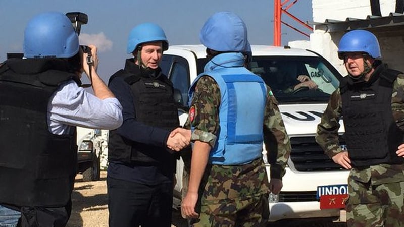 Enda Kenny meeting with Irish troops at Observer Point 51 in the Golan Heights