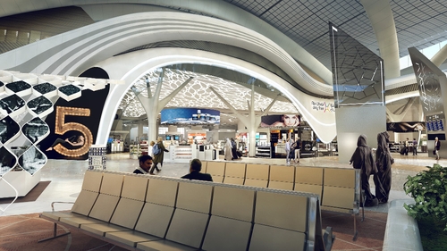The new terminal will facilitate 28,000 sq m of commercial space when it opens, and the duty free area will cover 7,500 sq m