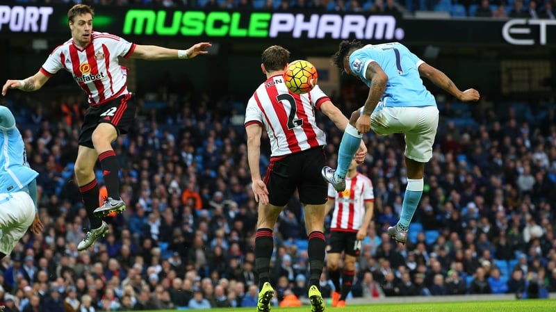 Raheem Sterling heads home for Manchester City
