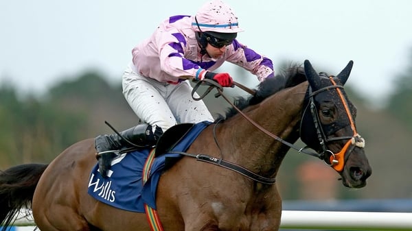 Mark Bolger comes home on Keppols Queen to win the Willis EBF Mares Hurdle
