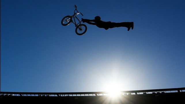 A BMX rider at Nitro Circus Live at Westpac Stadium in Wellington, New Zealand