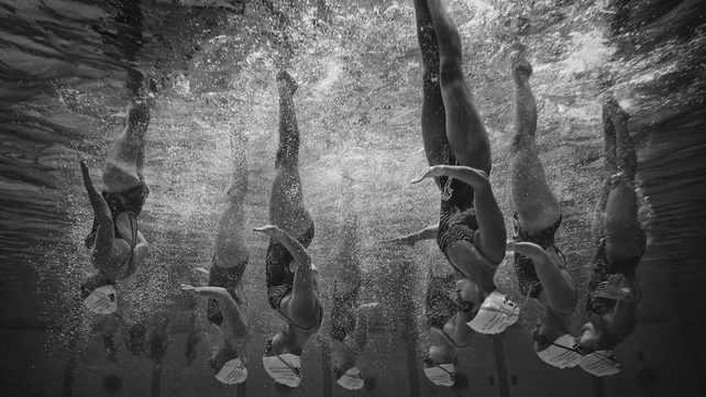 West Coast Splash compete during the tech team final at the Australian Synchronised Swimming National Championships