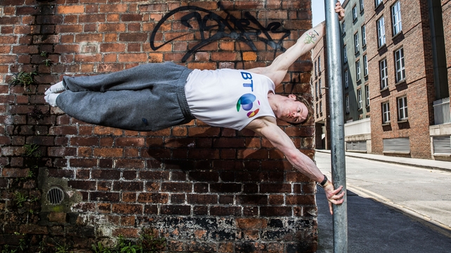 Irish gymnast Kieran Behan gets in a bit of impromptu training