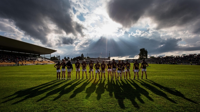 Wexford's U21 hurlers stand for the National Anthem ahead of their Leinster final against Offaly
