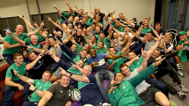 Usain Bolt meets the Irish Rugby Squad during the Rugby World Cup