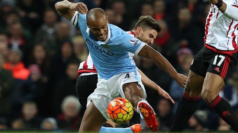 Vincent Kompany limped off in the win against Sunderland