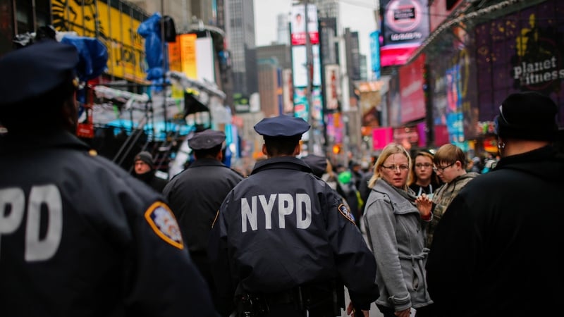 Thousands of police are on duty in New York's Times Square for the New Year's Eve festivities