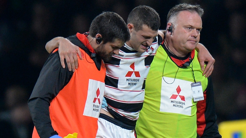 Jonny May leaving the field of play at Twickenham