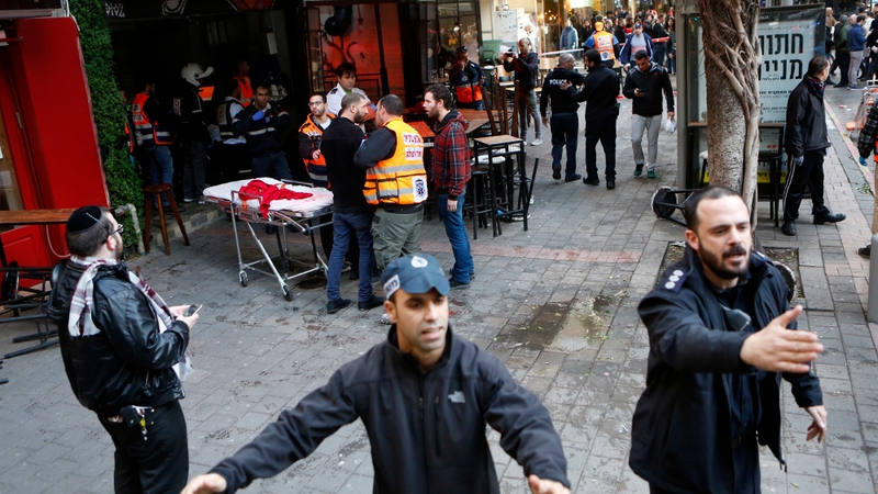 Medics said they had taken nine people to hospitals in Tel Aviv, with police saying two of them had been pronounced dead