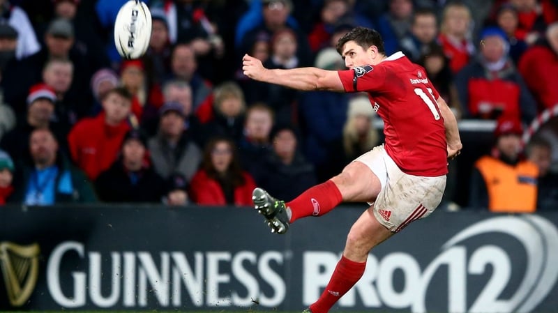 Munster's Ian Keatley kicks a second-half penalty