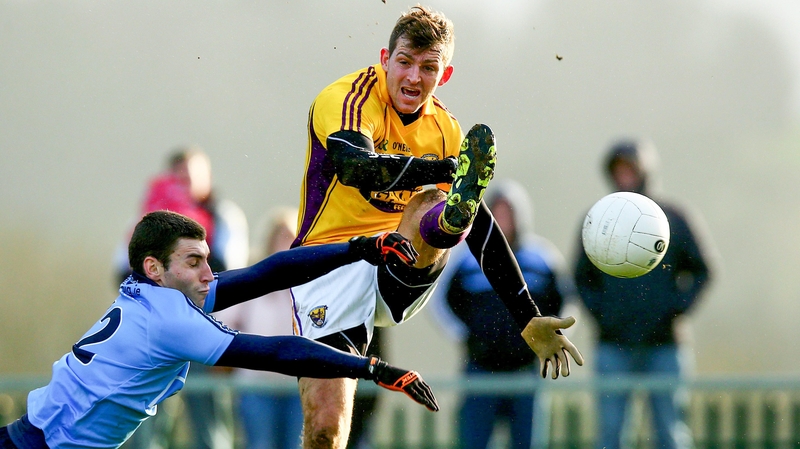 Dublin's Graham Hanningan gets a block on Pierce O'Connor of Wexford in Enniscorthy
