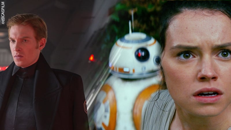 Domhnall Gleeson and Daisy Ridley in Star Wars: The Force Awakens
