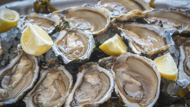 Bloody Mary Oyster Shooters with fresh oysters and a Shallot Mignon