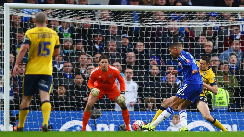 Ruben Loftus-Cheek fires past Scunthorpe goalkeeper Luke Daniels