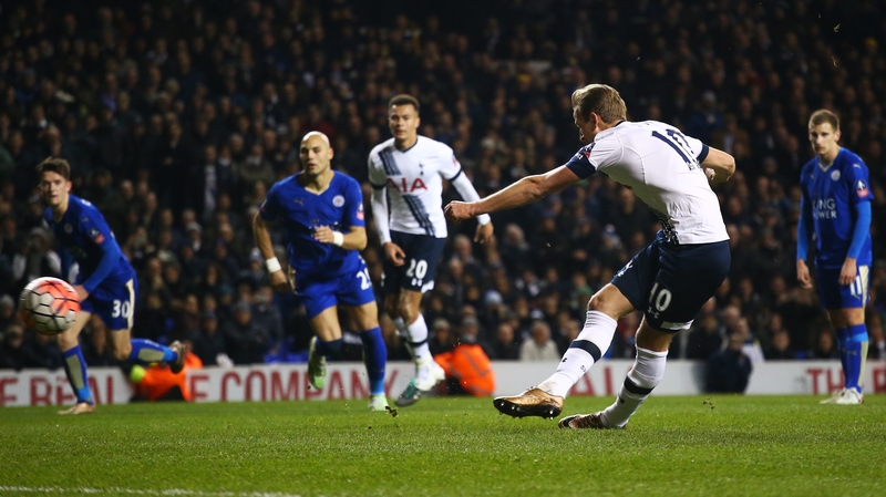 Harry Kane smashes home the late equaliser from the penalty spot as Spurs and Leicester drew at White Hart Lane
