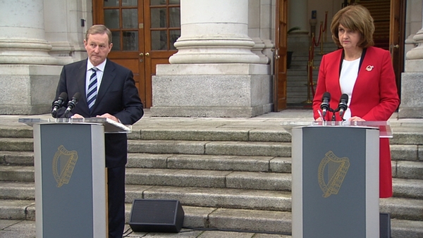 A joint press statement from the Taoiseach and Tánaiste on the steps of Government Buildings 'has been discussed'