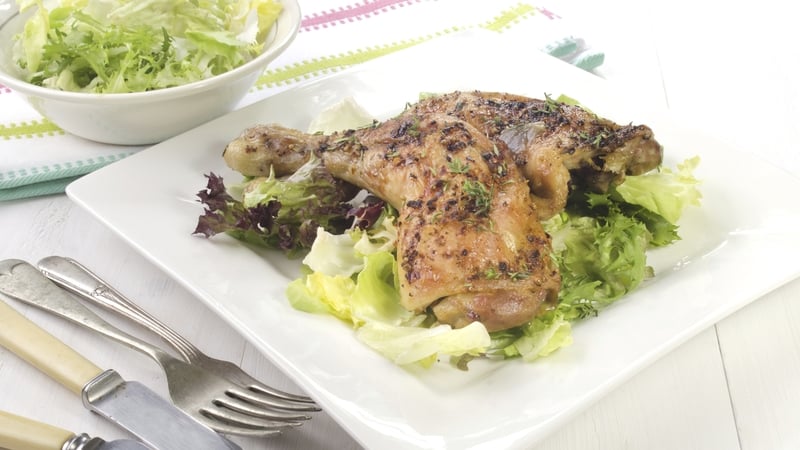Chicken Drumsticks with green salad - just add potato salad