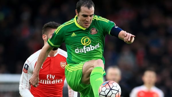 John O'Shea suffered a calf strain in the second half of Sunderland's loss to Arsenal