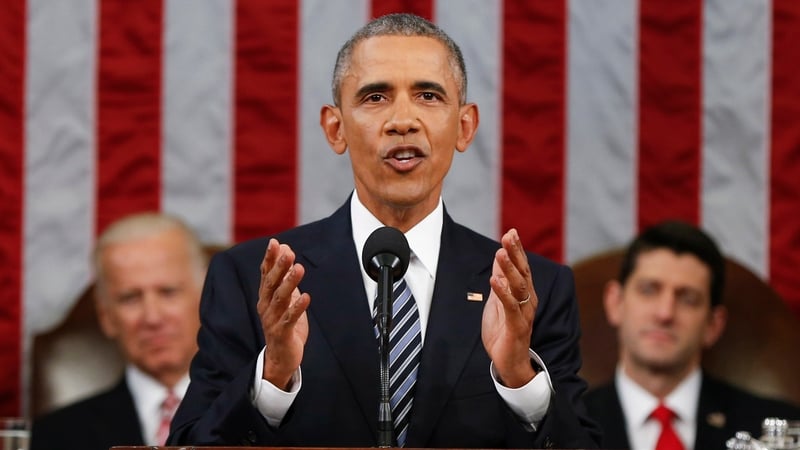 A joint session of Congress hear Mr Obama deliver his final State of the Union address