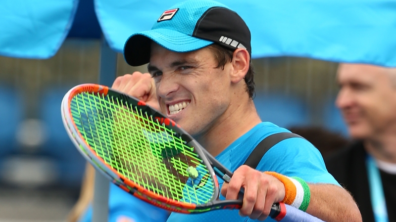 James McGee shows his delight after his win over Radu Albot