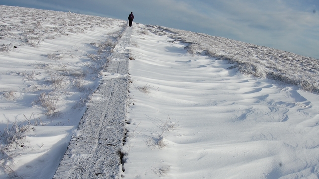 A walker enjoys a brisk walk at the Sallygap, Co Wicklow (Pic: Liz Clifford)