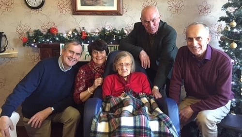 Molly Madden pictured with her children celebrating her 109th birthday last month (Pic: The Mayo News)