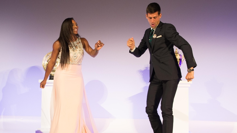 Serena Williams and Novak Djokovic celebrate winning last year's Wimbledon singles - the pair are favourites in Australia