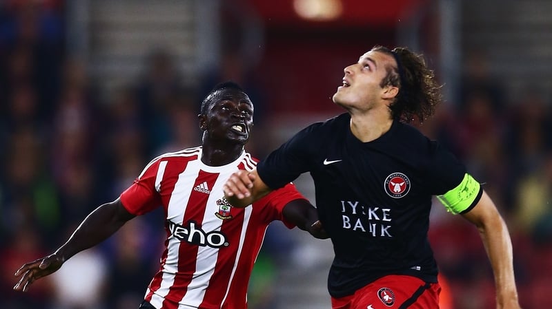 Erik Sviatchenko competing with Southampton's Sadio Mane in this season's Europa League