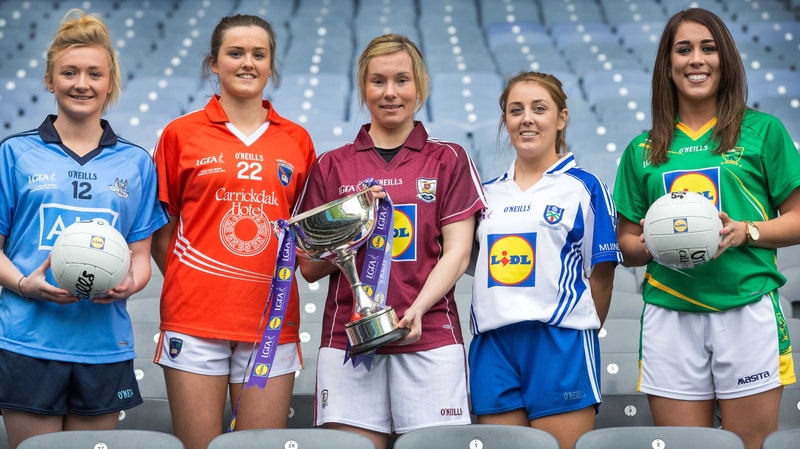 Pictured (L-R) at the LGFA National Football League Launch are Carla Rowe, Aimee Mackin, Tracy Leonard, Aoife McAnespie and Aislinn Desmond