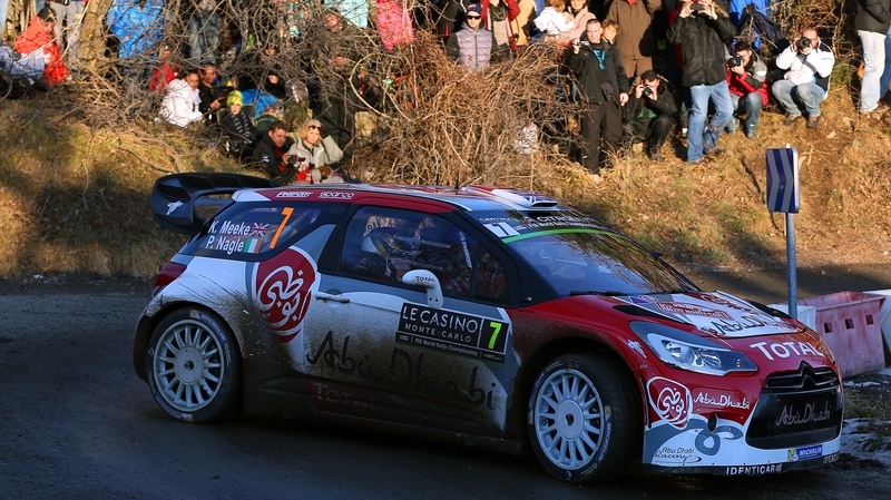 Kris Meeke and Paul Nagle in their Abu Dhabi Total WRT Citroen DS3 WRC
