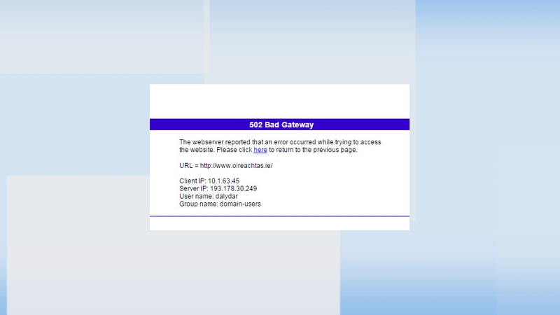 People trying to access oireachtas.ie got this error message