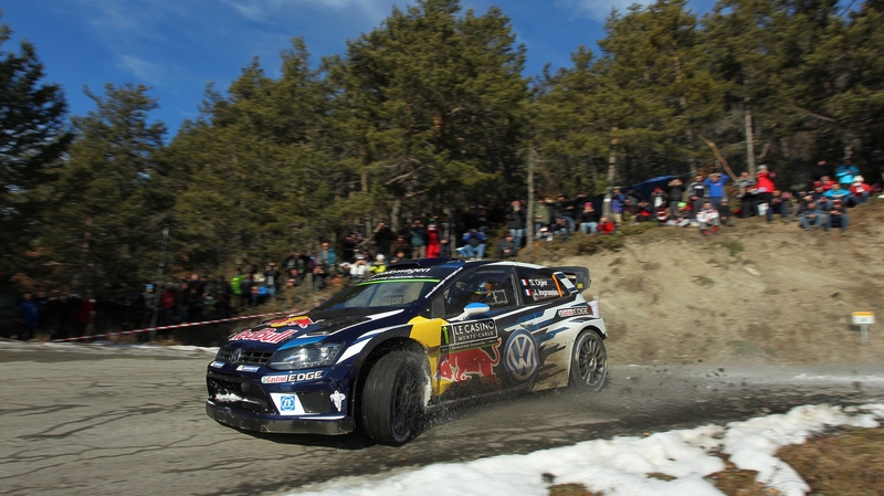 Oiger on his way to a fourth win in the Monte Carlo rally on Sunday