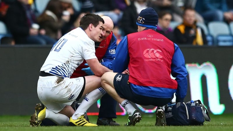 Leinster's Johnny Sexton gets treatment against Wasps
