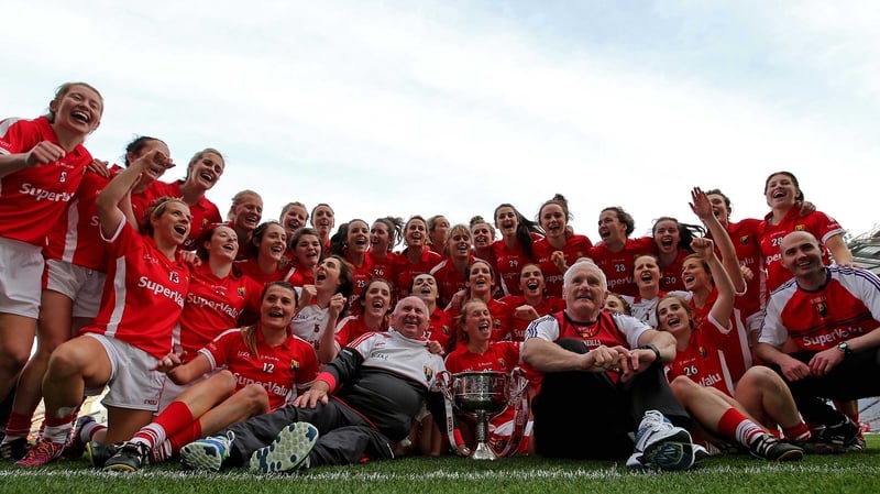The Rebelettes celebrate their All-Ireland final win against Dublin last September