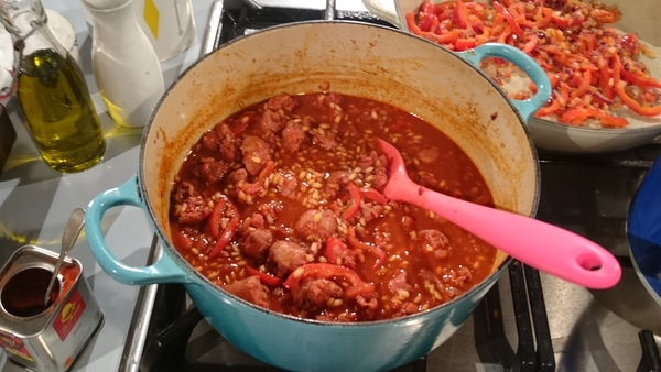 Simple Sausage and Red Pepper Baked Risotto