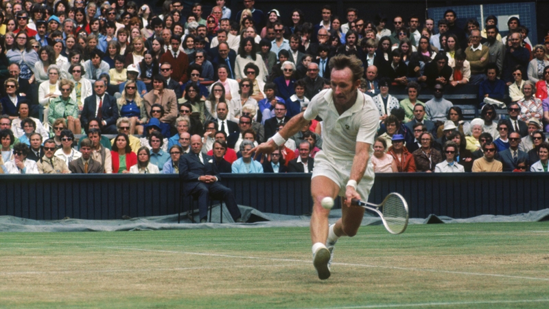 Rod Laver in action at Wimbledon in 1971