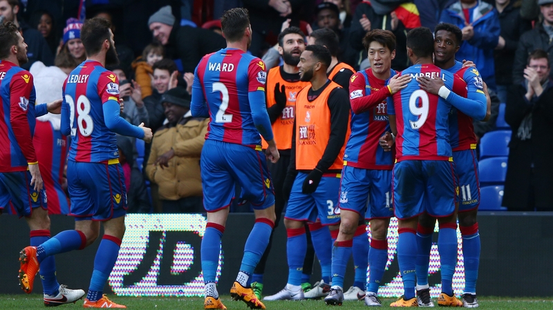 Crystal Palace celebrate Wilfried Zaha's match-winner at Selhurst Park