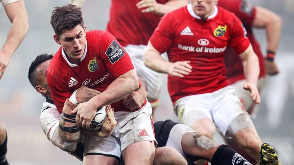 Ian Keatley is tackled by Zebre's Kelly Haimona.