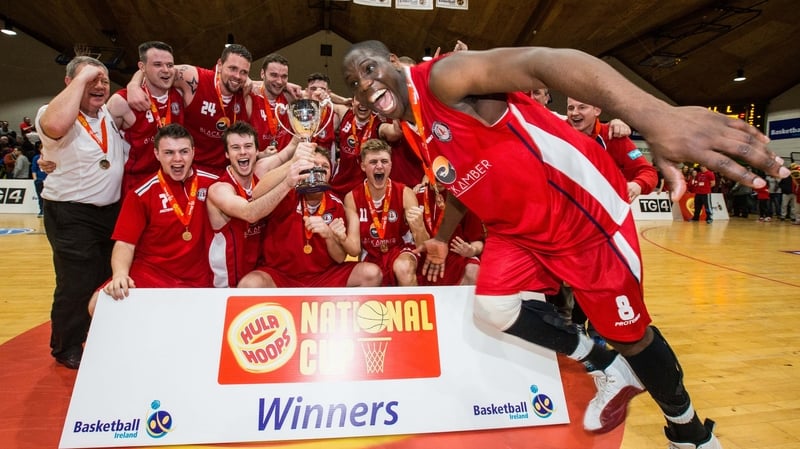 MVP Michael Bonaparte celebrates with his Templeogue team mates after Saturday's final