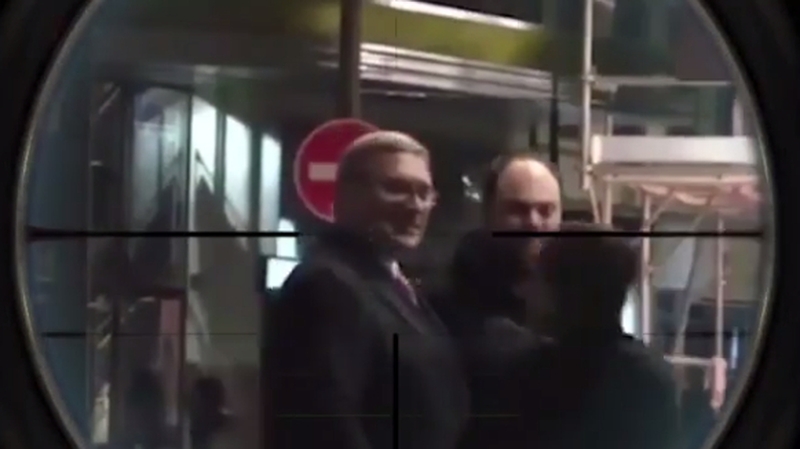 Mikhail Kasyanov in the cross hairs of a sniper's rifle