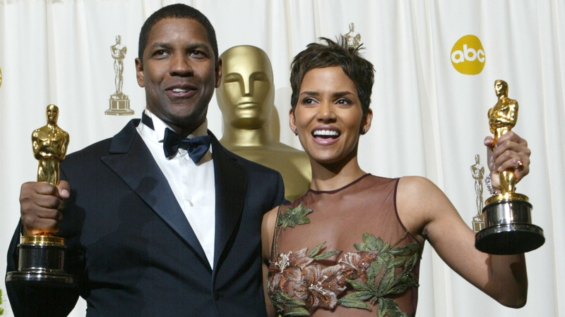 Best Actor winner Denzel Washington and Best Actress winner Halle Berry in 2002