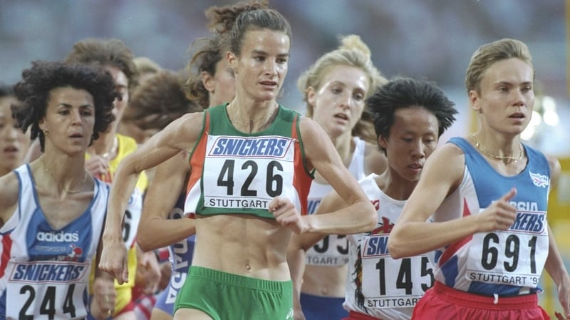 Sonia O'Sullivan contesting the 3,000m at the 1993 World Championship in Stuttgart