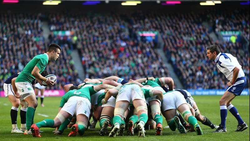 Jerome Garces keeps his eye on the Ireland scrum during last year's Six Nations win over Scotland
