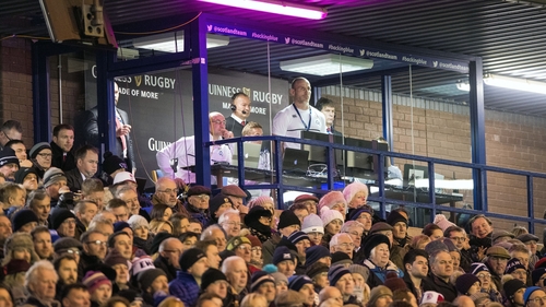 Eddie Jones and his backroom team watch on from the stands