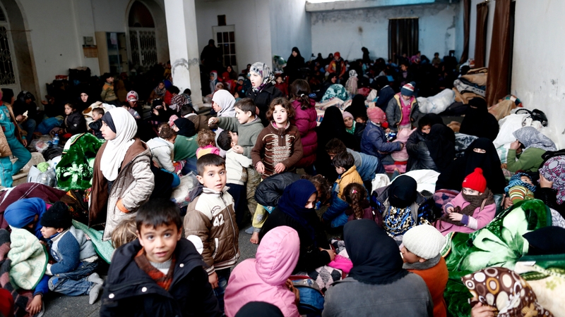 Thousands of Syrians, mostly women and children, have fled toward the Turkish border since Friday from the northern Syrian city of Aleppo