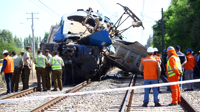 Chilean authorities at the scene of the train crash in Talca, Chile